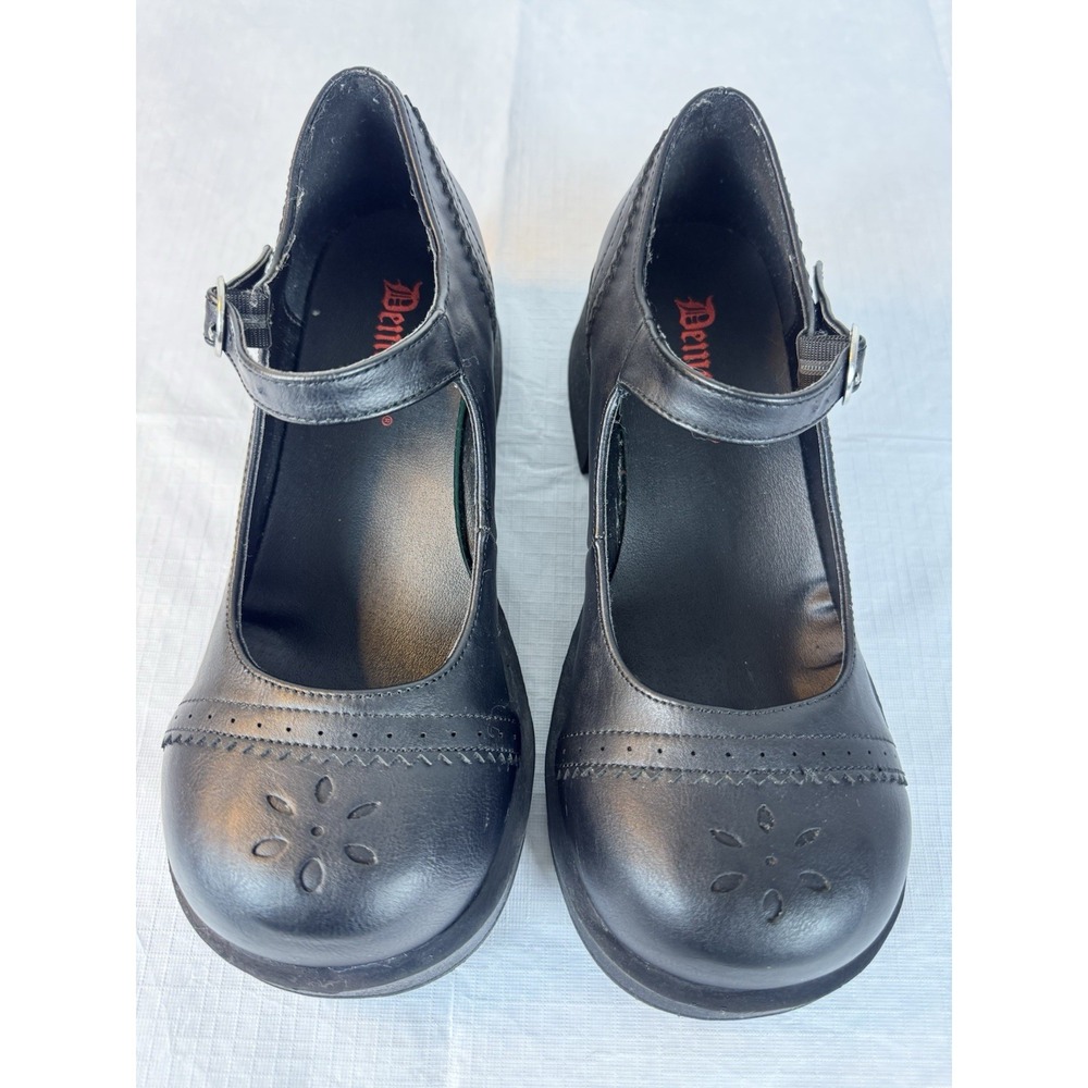 Demonia Crux-07 Black Platform Mary Janes Lolita Womens Size 8 Goth Grunge EUC